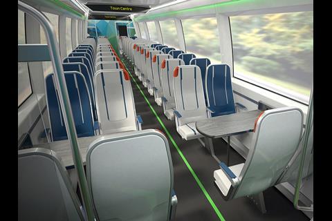 The Revolution VLR lightweight diesel-battery railcar would have a capacity of 56 seated and 60 standing passengers.